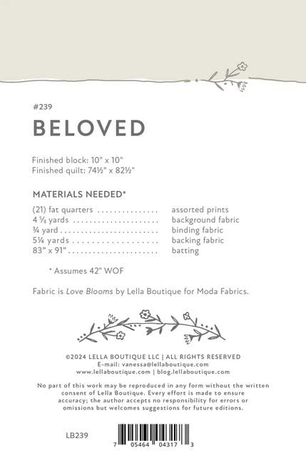 Beloved Quilt Pattern, Lella Boutique LB239, Fat Quarter FQ Friendly 3D Valentine Hearts Throw Quilt Pattern