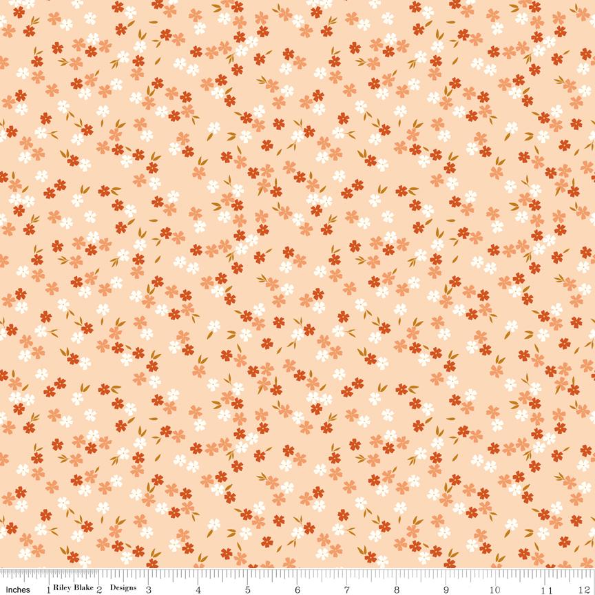 Homage 5" Stacker, Riley Blake 5-17220-42, Precut 5" Pink Green Peach Aqua Blue Floral Fabric Squares, Fran Gulick, Cotton and Joy