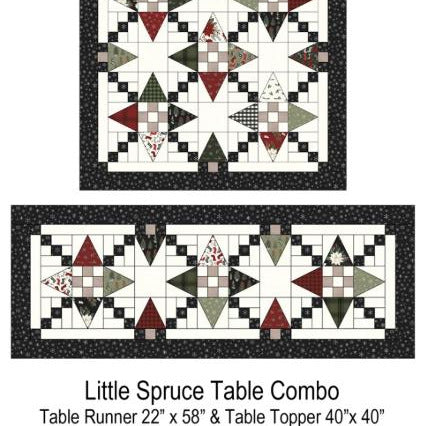 Little Spruce Table Combo Quilt Pattern, Quilted Heartz QHLSTT659, Yardage Friendly Christmas Trees Runner Topper Quilt Pattern, Susan Adams