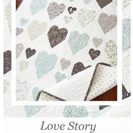 Love Story Quilt Pattern, The Pattern Basket TPB2402, Layer Cake Friendly Hearts Lap Throw Quilt Pattern