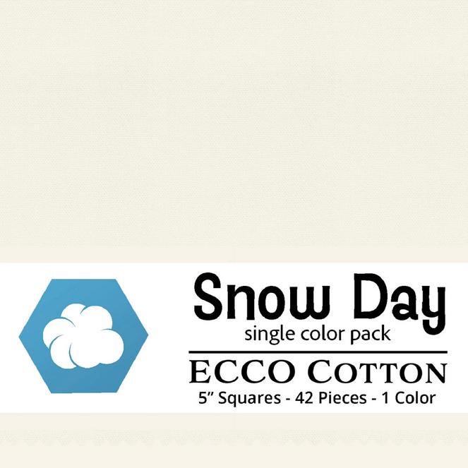 Snow Day 5" Stamps, Ecco Cotton STMP-EC-SNOWDAY, 5" Precut Solid Cream Charm Pack Fabric