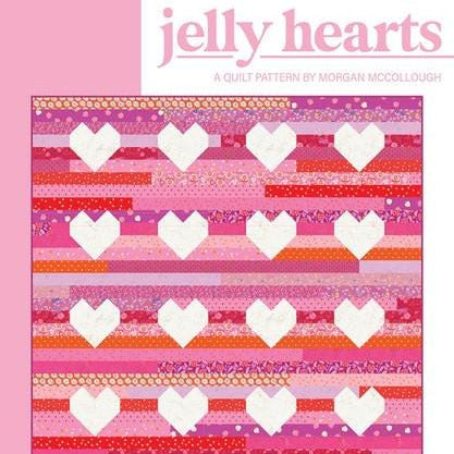Jelly Hearts Quilt Pattern, Modernly Morgan MM-032, Jelly Roll Yardage Friendly Valentine Hearts Throw Quilt Pattern, McCollough