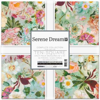 Serene Dream 10" Fabric Squares, Robert Kaufman TEN-1412-42, Pink Green Blue Purple Asian Japanese Inspired 10" Precut Fabric Squares