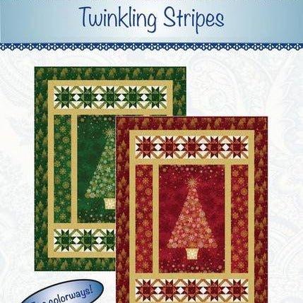 Twinkling Stripes Panel Frame Quilt Pattern, Bound to Be Quilting BTBQ574 PTN3614, 24" Fabric Panel Friendly Star Frame Throw Quilt Pattern