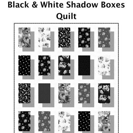 Black and White Shadow Boxes Quilt Pattern, Ladeebug Design LBPTNM0150, Yardage Fat Quarter FQ Friendly Modern Lap Throw Quilt Pattern