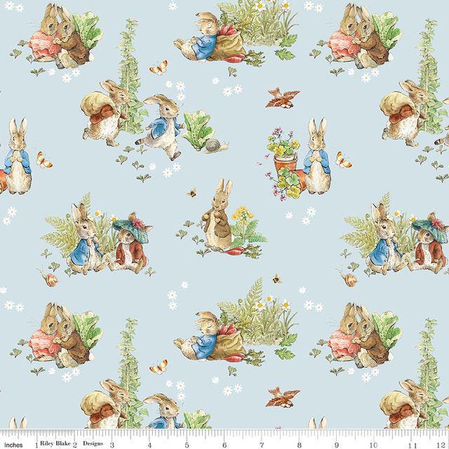 Peter Rabbit and Benjamin Bunny 5" Stacker, Riley Blake 5-17250-42, 5" Storybook Beatrix Potter Peter Rabbit Precut Fabric Squares