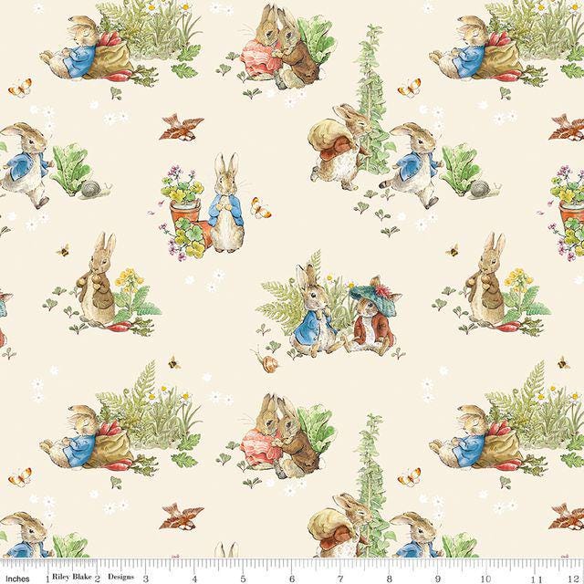 Peter Rabbit and Benjamin Bunny 5" Stacker, Riley Blake 5-17250-42, 5" Storybook Beatrix Potter Peter Rabbit Precut Fabric Squares