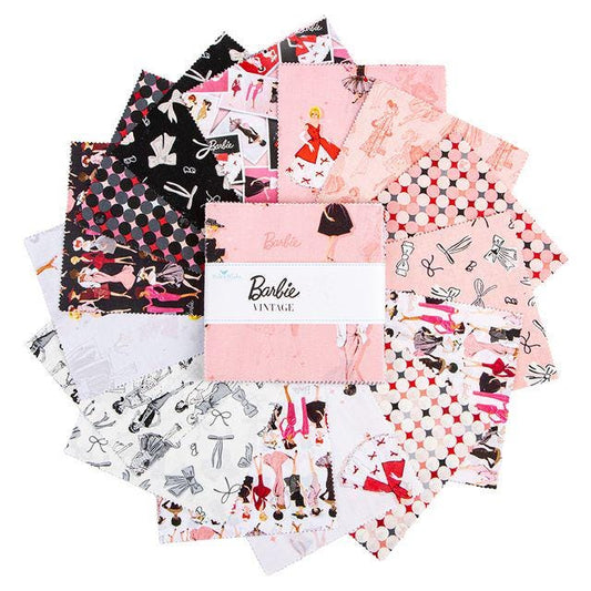 Barbie Vintage 5" Stacker, Riley Blake 5-16890-42, 5" Precut Barbie Doll Licensed Fabric Squares