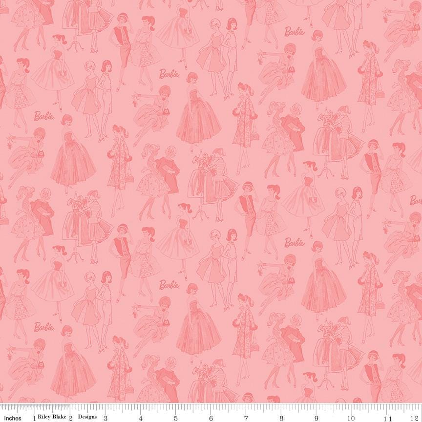Barbie Vintage 2.5" Rolie Polie, Riley Blake RP-16890-40, 2.5" Precut Barbie Doll Licensed Fabric Strips