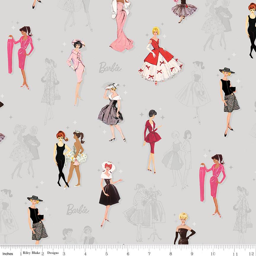 Barbie Vintage 2.5" Rolie Polie, Riley Blake RP-16890-40, 2.5" Precut Barbie Doll Licensed Fabric Strips