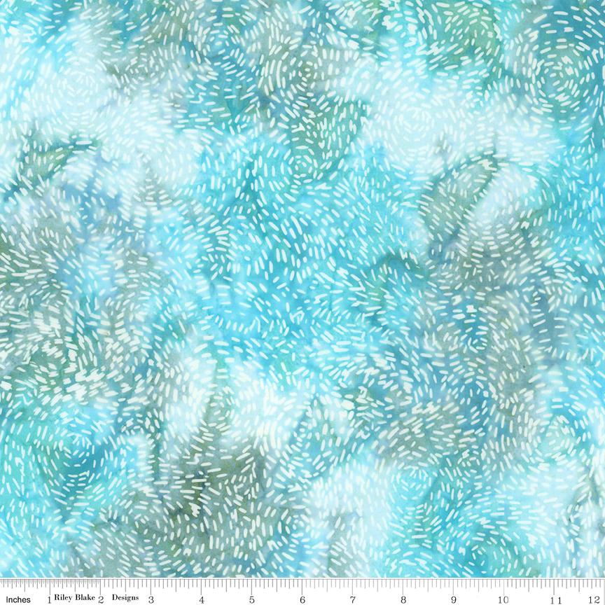 Expressions Batiks Silver Shores 5" Stacker, Riley Blake 5-23553-42, 5" Precut Teal Aqua Gray White Batik Fabric Squares