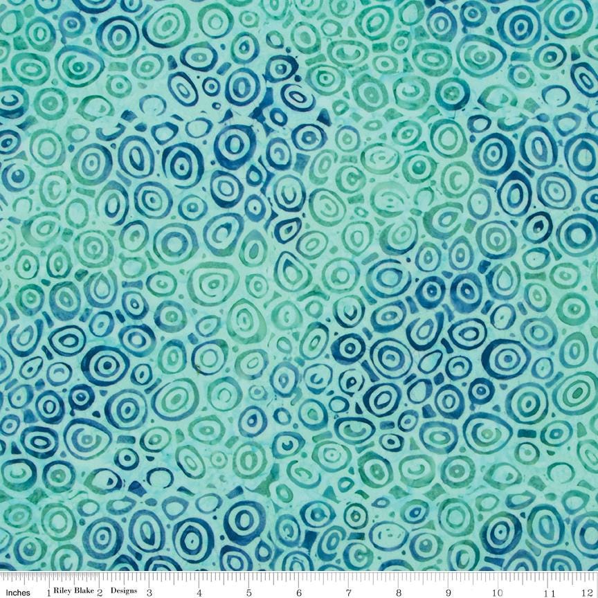 Expressions Batiks Silver Shores 5" Stacker, Riley Blake 5-23553-42, 5" Precut Teal Aqua Gray White Batik Fabric Squares