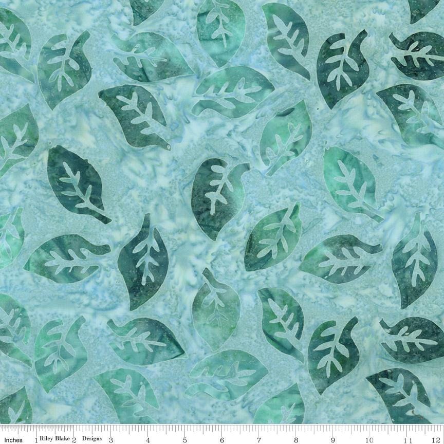 Expressions Batiks Silver Shores 5" Stacker, Riley Blake 5-23553-42, 5" Precut Teal Aqua Gray White Batik Fabric Squares