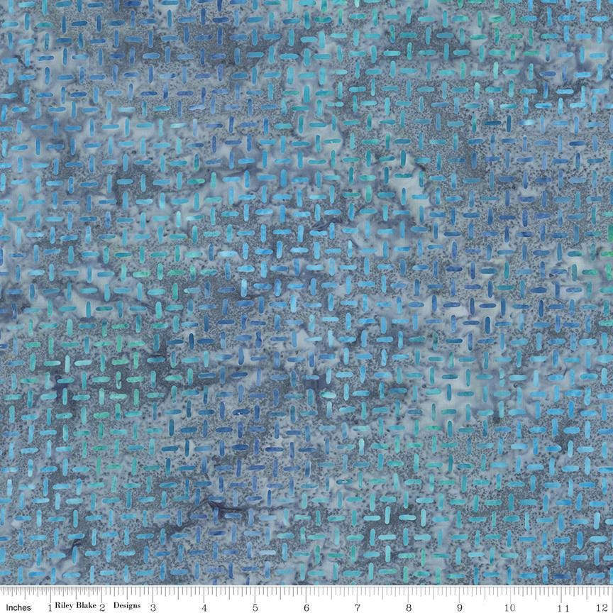 Expressions Batiks Silver Shores 2.5" Rolie Polie, Riley Blake RP-23553-40, 2.5" Precut Teal Aqua Gray White Batik Fabric Strips