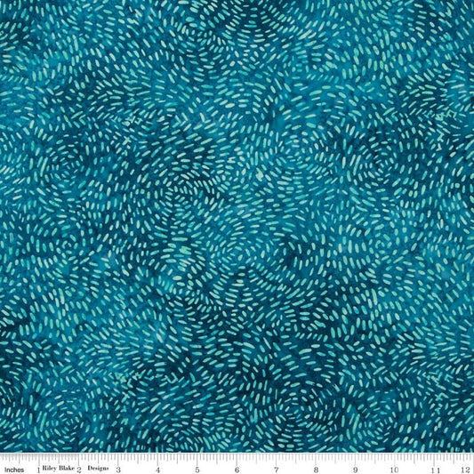 Expressions Batiks Silver Shores - Teal Tonal Swirls Batik Fabric, Riley Blake BT23540-695 Rainfall, By the Yard