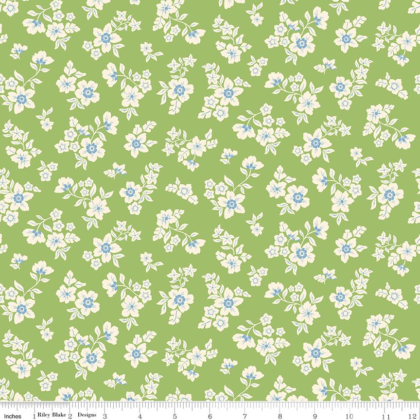 Virginal Rose 5" Stacker, Riley Blake 5-17320-42, Precut 5" Pink Yellow Green Blue Peach Floral Quilt Fabric Squares, Katherine Lenius