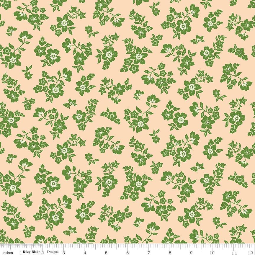 Virginal Rose 5" Stacker, Riley Blake 5-17320-42, Precut 5" Pink Yellow Green Blue Peach Floral Quilt Fabric Squares, Katherine Lenius