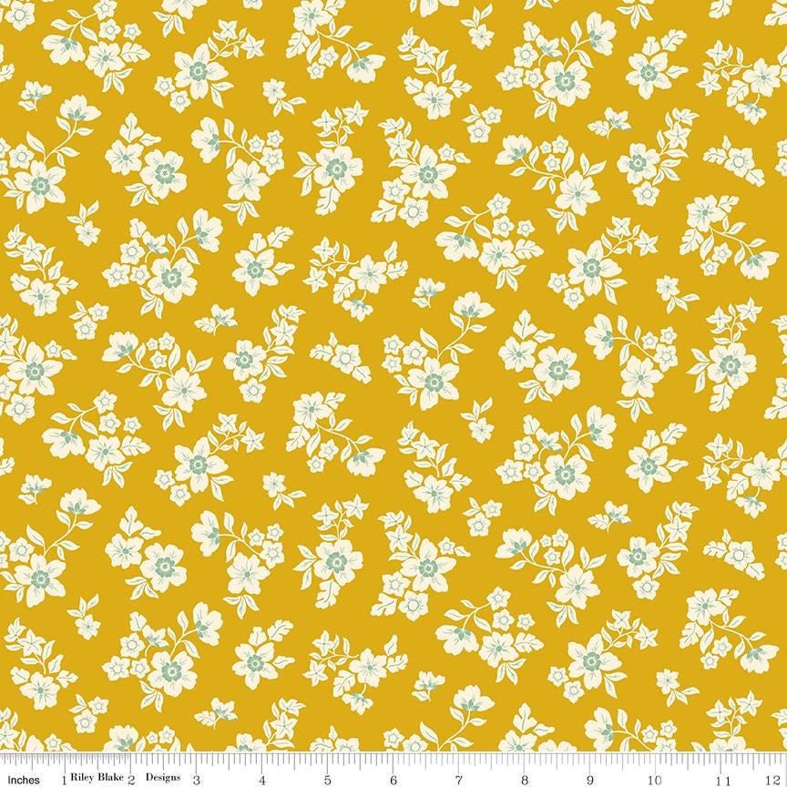 Virginal Rose 5" Stacker, Riley Blake 5-17320-42, Precut 5" Pink Yellow Green Blue Peach Floral Quilt Fabric Squares, Katherine Lenius