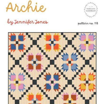 Archie Quilt Pattern, Penelope Handmade PHM118, Fat Quarter Yardage Friendly Bear Paw Chain Toddler Throw Queen Bed Quilt Pattern