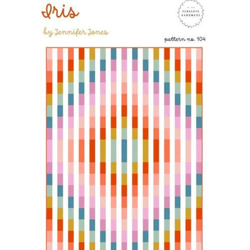 Iris Quilt Pattern, Penelope Handmade PHM104, Fat Quarter Yardage Friendly Trip Around the World Variation Throw Bed Quilt Pattern