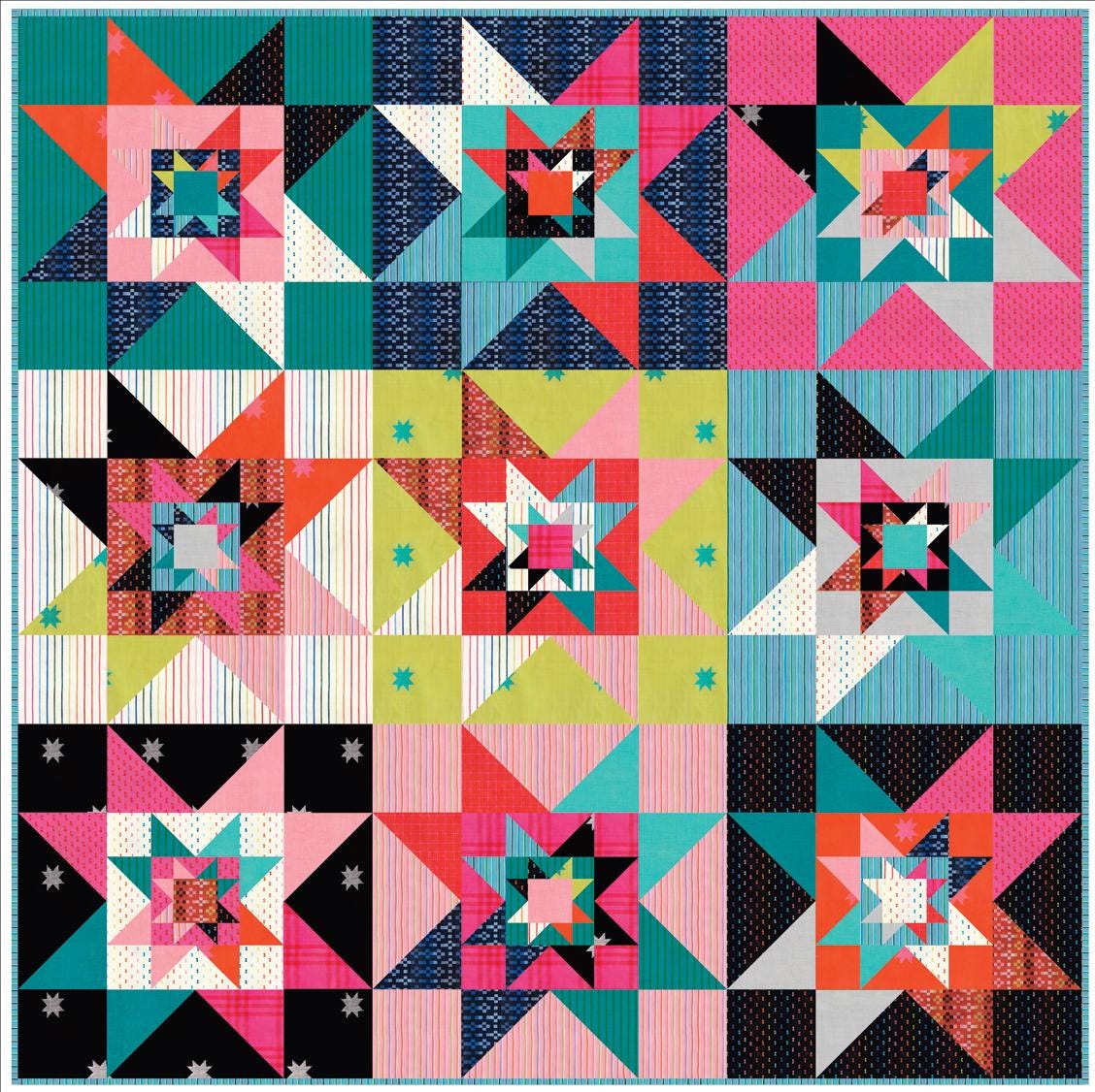 Star Stacked Quilt Pattern, Copper Kettle Quilt Co CKQ2415, Yardage Friendly Stars in Stars Baby Throw Quilt Pattern, Sarah Sumbera