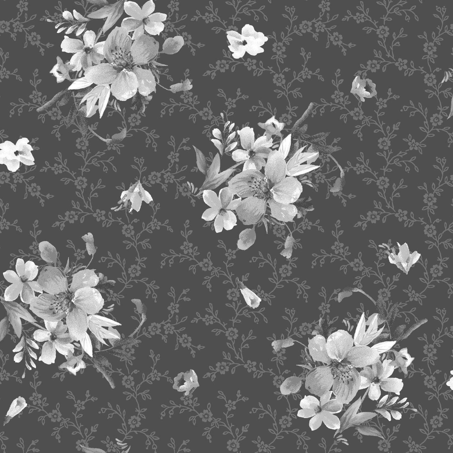 Moonlit Walk 10" Squares, Maywood Studio SQ-MASMOON, 10" Precut Black Gray White Floral Layer Cake Fabric Squares