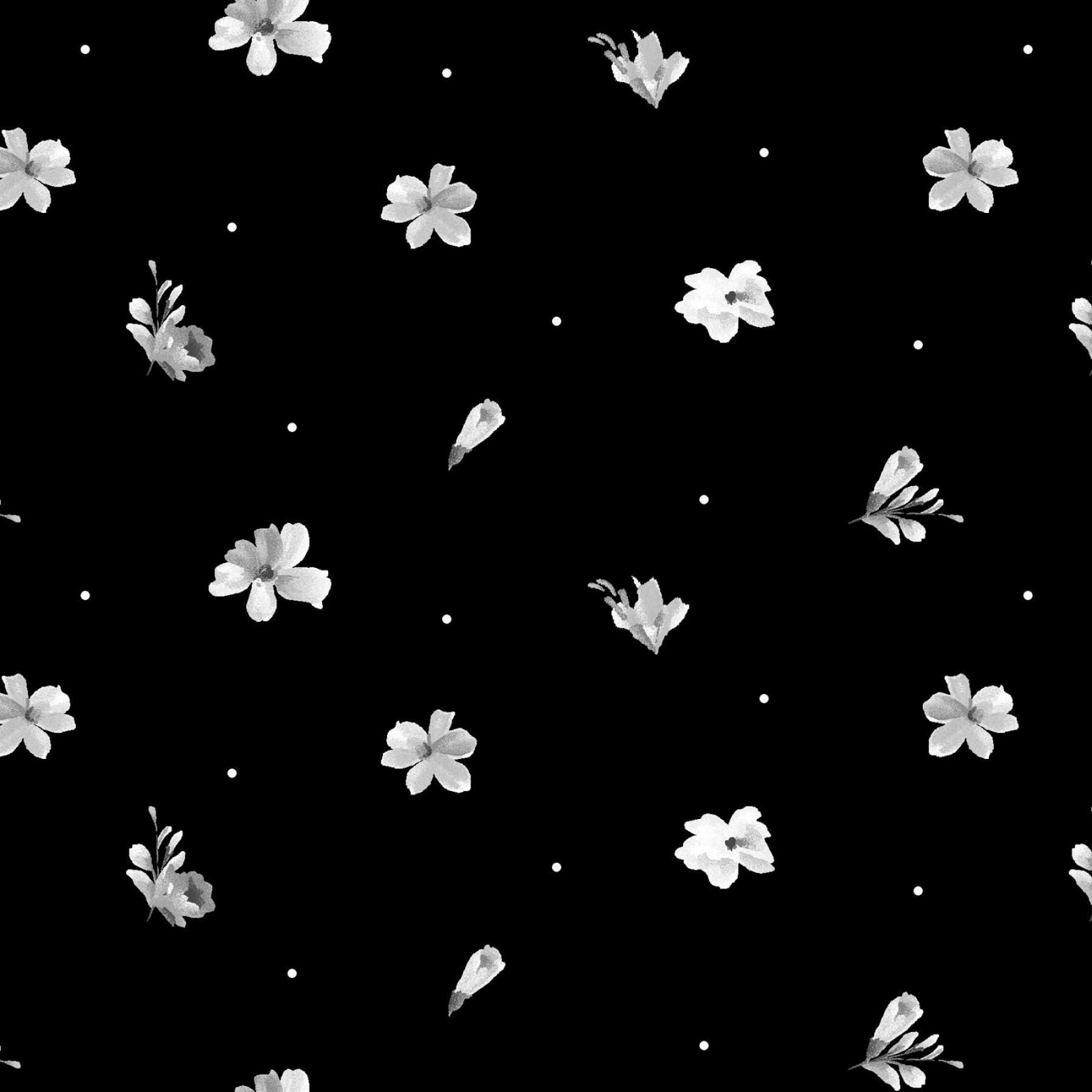 Moonlit Walk 10" Squares, Maywood Studio SQ-MASMOON, 10" Precut Black Gray White Floral Layer Cake Fabric Squares