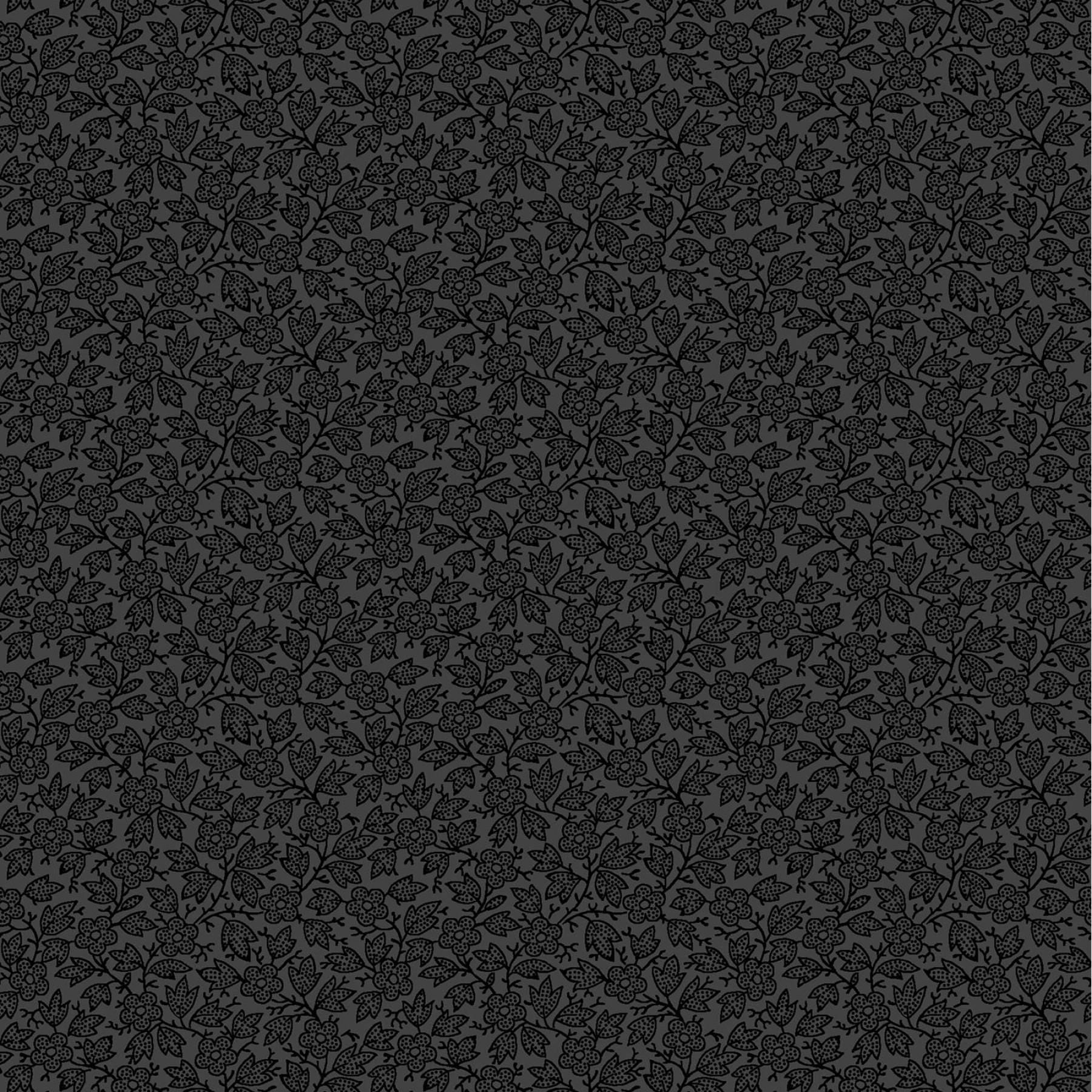 Moonlit Walk 10" Squares, Maywood Studio SQ-MASMOON, 10" Precut Black Gray White Floral Layer Cake Fabric Squares