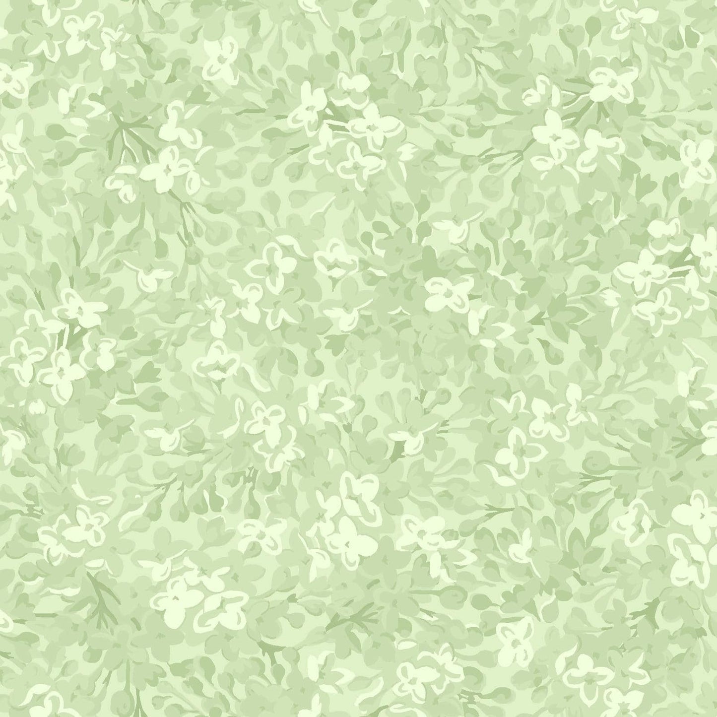 Lilac Lane - Green Tonal Packed Lilacs Floral Fabric, Maywood Studio MAS10953-G, Pastel Green Quilt Background Cotton Fabric, By the Yard