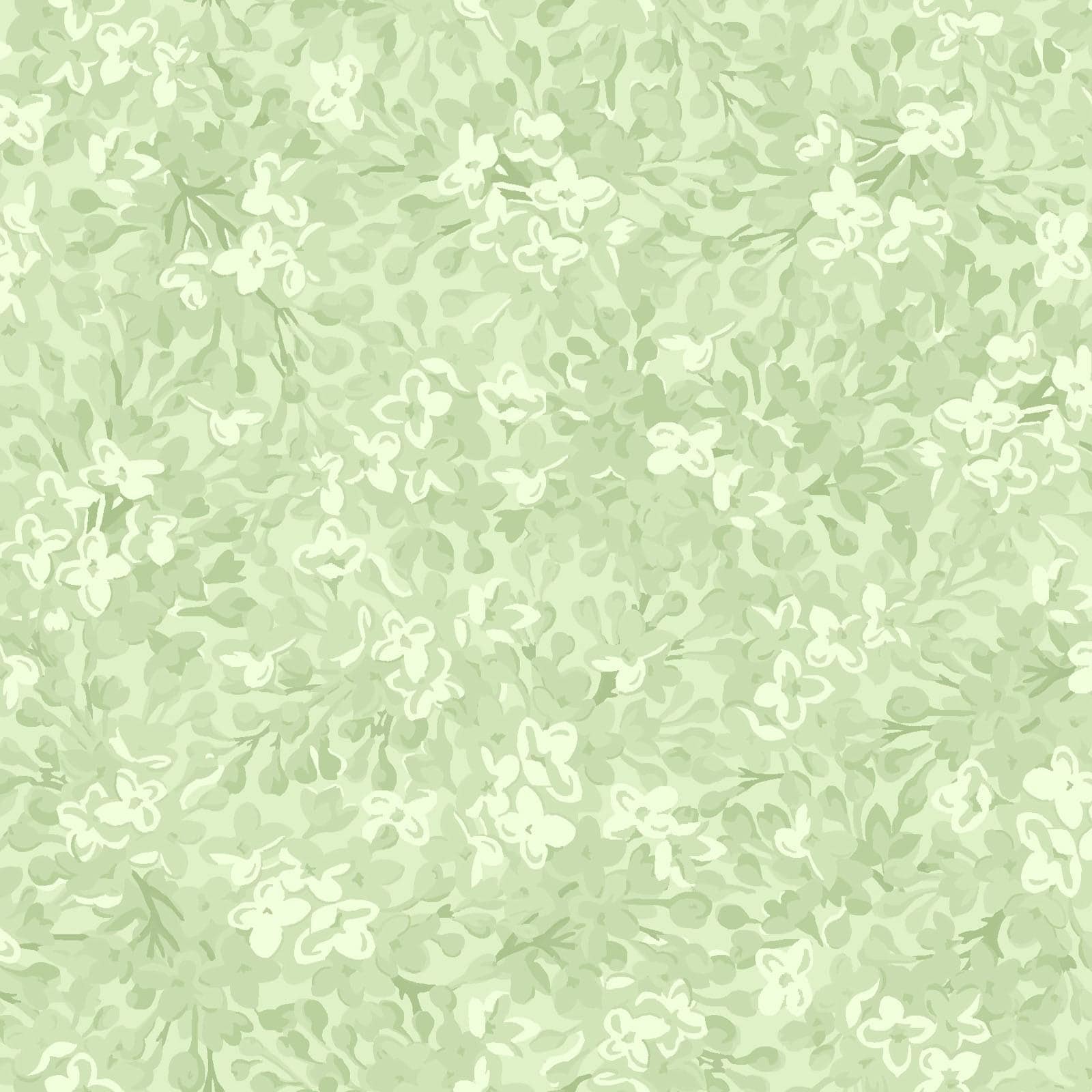 Lilac Lane - Green Tonal Packed Lilacs Floral Fabric, Maywood Studio MAS10953-G, Pastel Green Quilt Background Cotton Fabric, By the Yard