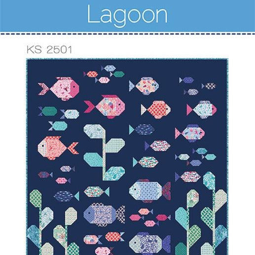 Lagoon Quilt Pattern, Kate Spain KS2501, Layer Cake Friendly Fish Throw Twin Quilt Pattern, Reef Quilt Pattern