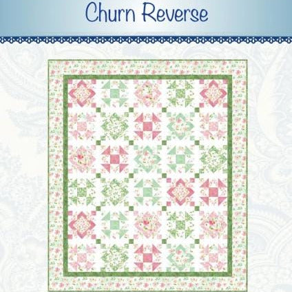 Churn Reverse Quilt Pattern, Bound to Be Quilting BTBQ402 PTN3221, Yardage Friendly Churn Dash Chain Throw Bed Quilt Pattern