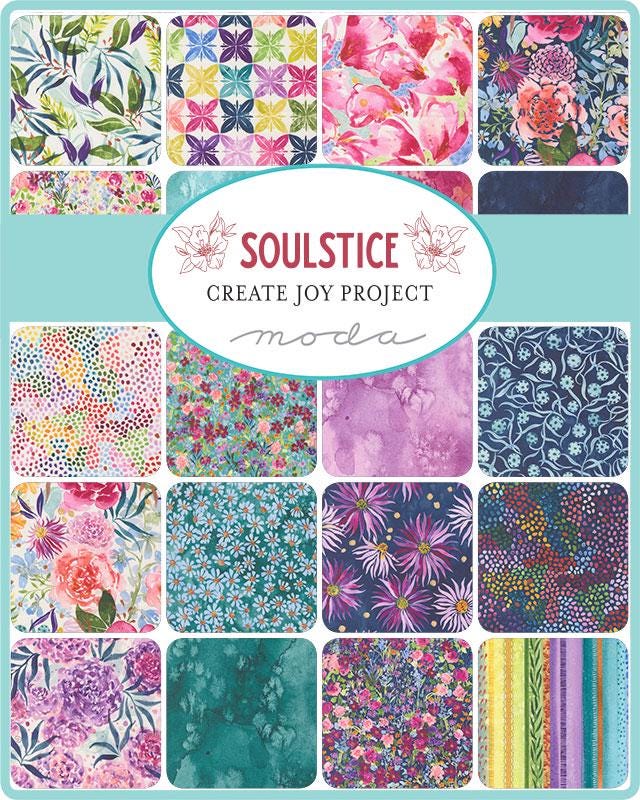 Soulstice 10" Layer Cake, Moda 39860LC, 10" Precut Watercolor Floral Fabric Squares, Spring Layer Cake Fabric, Create Joy Project