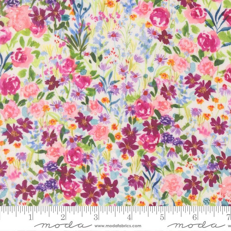 Soulstice 5" Charm Pack, Moda 39860PP, 5" Precut Watercolor Floral Fabric Squares, Spring Charm Pack Fabric, Create Joy Project