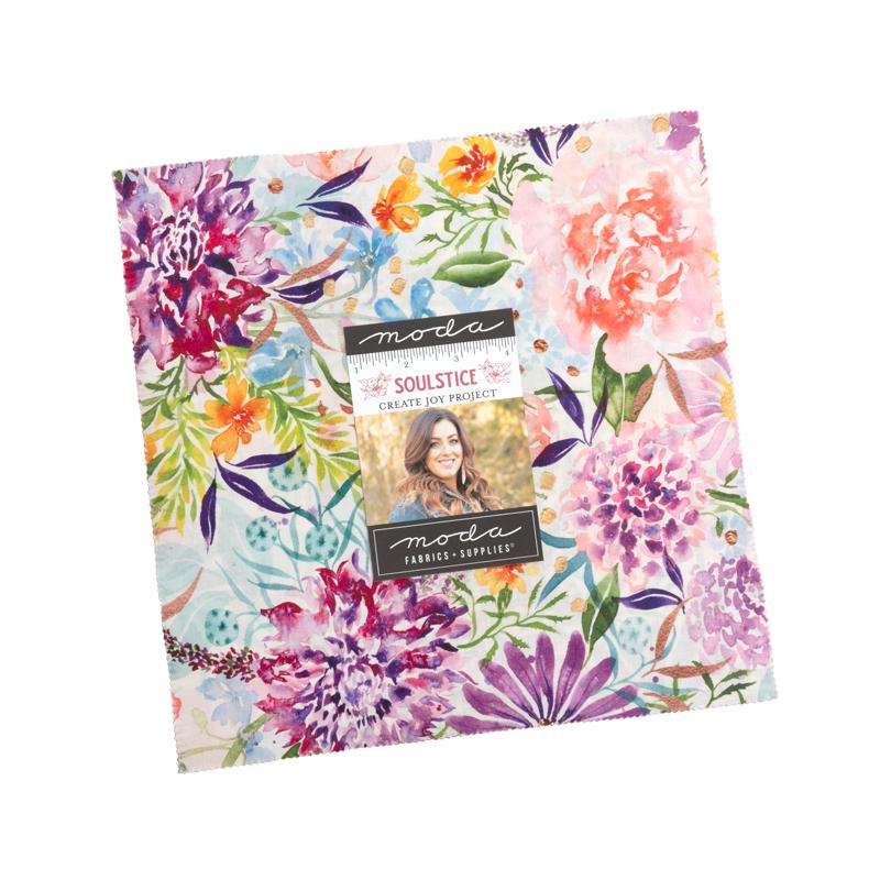 Soulstice 10" Layer Cake, Moda 39860LC, 10" Precut Watercolor Floral Fabric Squares, Spring Layer Cake Fabric, Create Joy Project