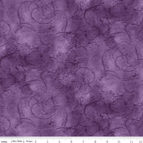 Painter's Watercolor Swirl - Purple Tonal Blender Fabric, Riley Blake C680-PURPLE, Purple Tonal Texture Quilter's Cotton, By the Yard