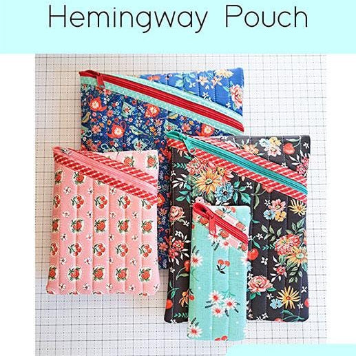 Hemingway Pouch Quilt Pattern, Center Street Quilts CEN101, Yardage Scrap Friendly Quilted Eyeglass eReader Laptop Case Cover