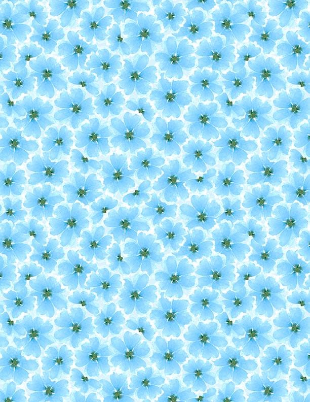 Gentle Meadow 5 Karat Crystals, Wilmington Prints 884-508, Precut 5" Blue Yellow Floral Fabric Squares Charm Pack, Lola Molina