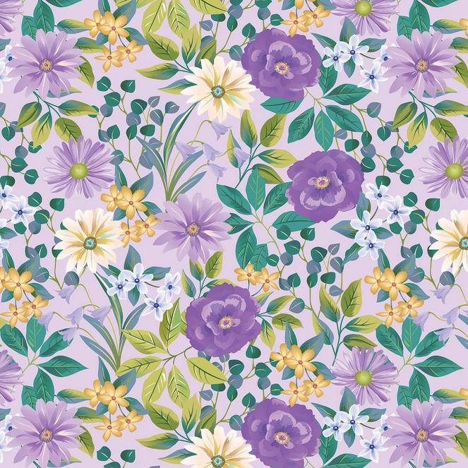 Veronica's Garden 20 Fat Quarter Bundle, Benartex FQVERPK, Teal Yellow Purple Navy Floral 18 x 22 Fabric Cuts