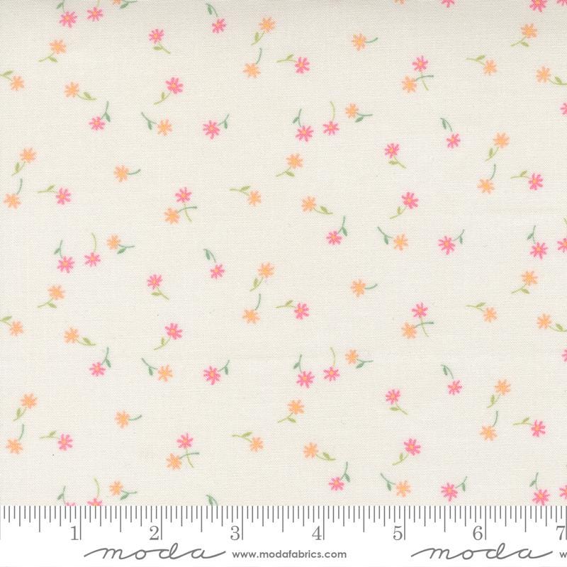 Kindness - Pastel Flower Toss on Cream Fabric, Moda 56154 11 Dogwood, Peach Pink Green Floral Cotton Fabric, Deb Strain, By the Yard