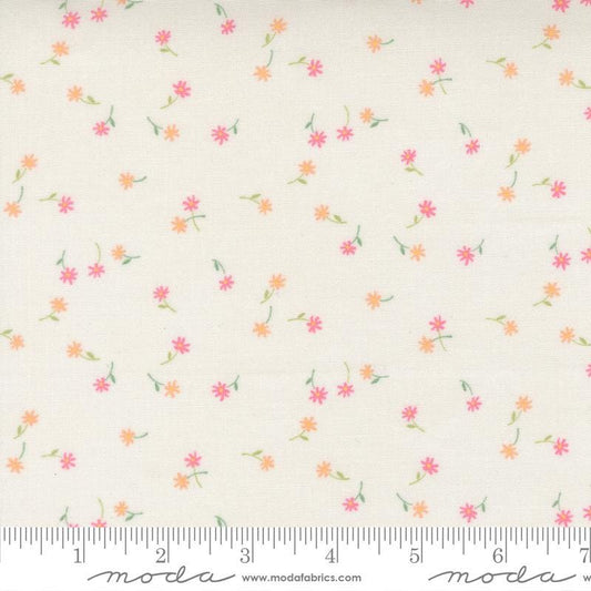 Kindness - Pastel Flower Toss on Cream Fabric, Moda 56154 11 Dogwood, Peach Pink Green Floral Cotton Fabric, Deb Strain, By the Yard