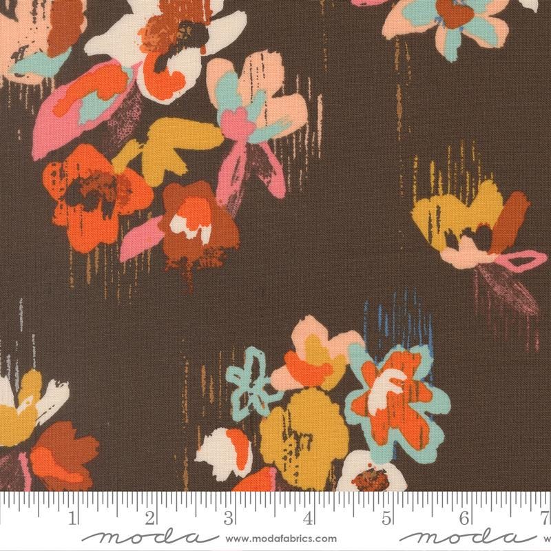 Boho Haven 10" Layer Cake, Moda 45640LC, 10" Precut Navy Blue Brown Gold Rust Floral Fabric Squares, Fancy That Design