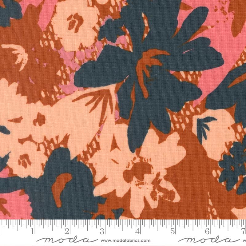 Boho Haven 10" Layer Cake, Moda 45640LC, 10" Precut Navy Blue Brown Gold Rust Floral Fabric Squares, Fancy That Design