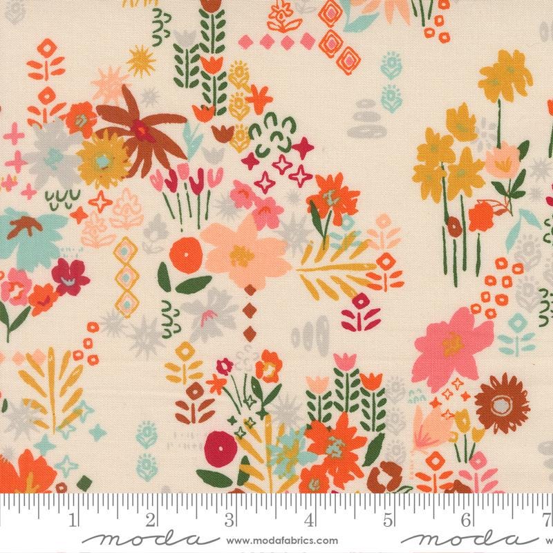Boho Haven 10" Layer Cake, Moda 45640LC, 10" Precut Navy Blue Brown Gold Rust Floral Fabric Squares, Fancy That Design