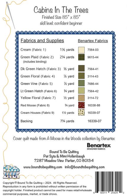 Cabins in the Trees Quilt Pattern, Bound to Be Quilting BTBQ467, Yardage Friendly Log Cabin Christmas Trees Throw Bed Quilt Pattern