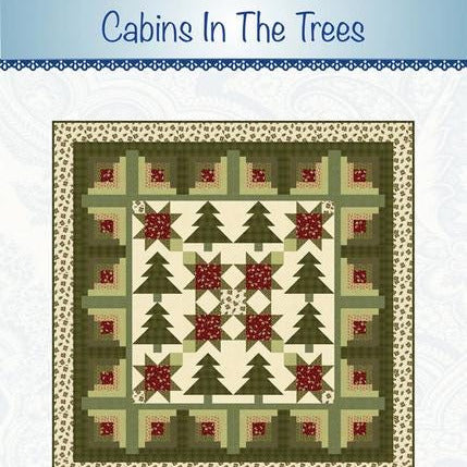 Cabins in the Trees Quilt Pattern, Bound to Be Quilting BTBQ467, Yardage Friendly Log Cabin Christmas Trees Throw Bed Quilt Pattern