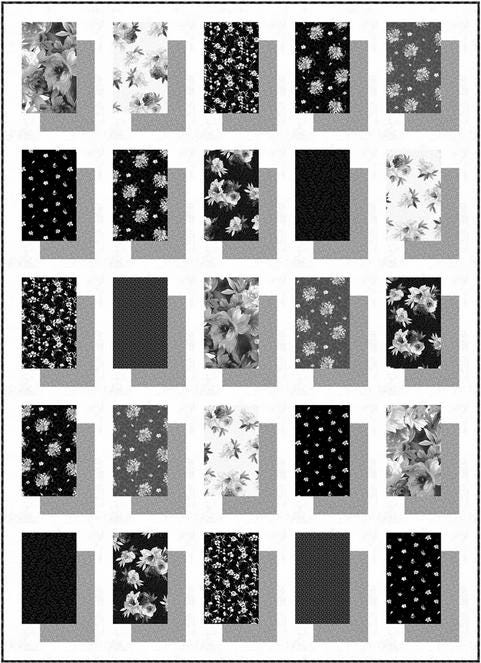 Black and White Shadow Boxes Quilt Pattern, Ladeebug Design LBPTNM0150, Yardage Fat Quarter FQ Friendly Modern Lap Throw Quilt Pattern