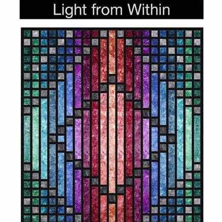Light from Within Quilt Pattern, Pine Tree Country Quilts PT1899, Yardage Friendly Ombre Striped Throw Quilt Pattern, Strip Quilt Pattern