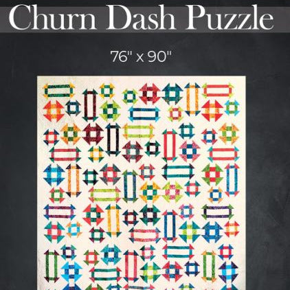 Churn Dash Puzzle Quilt Pattern, 4th and Main 4MD021, Fat Eighths F8 Friendly Modern Churn Dash Throw Quilt Pattern