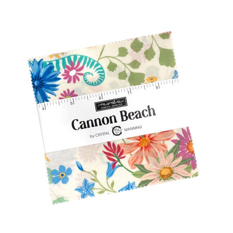 Cannon Beach 5" Charm Pack, Moda 11970PP, 5" Precut Multicolored Floral Charm Pack Fabric Squares, Crystal Manning